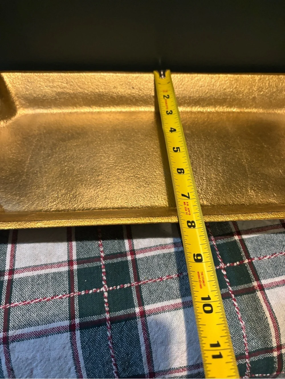 Gold Tone Solid Metal Decorative Tray - Elegant Home Bath Accent